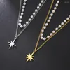 Ketten Unift North Star Halskette für Frauen Luxus Perle Perlen Edelstahl Halskette Choker Zubehör Modeschmuck vergoldet