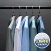 Camisas de vestido masculinas de fibra de bambu homens camisa formal de mangas compridas cor sólida anti-rugas fácil cuidado negócios social workwear roupas