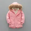 Jaquetas 2 3 4 5 6 7 anos inverno meninos jaqueta blusão manter quente engrossar gola de pele meninas casaco com capuz crianças outerwear crianças roupas 231121