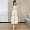 Casual Dresses MIUXIMAO 2023 Summer Women's Clothing Spaghetti Strap Sleeveless Slim Waist Printing Dress Fashion Elegant Bohemian Style