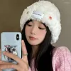 BERETS 2023 WINTER KOREAN COROLICH BUTTONPLUSH BEANIES HAT WOMENY2Kバケツウォームニットフィッシャーマンキャップ