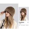 Berets bacia chapéu feminino inverno balde à prova de frio quente de malha lã de pelúcia orelha proteção boné pescador bonés