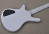 Guitare basse électrique blanche à 5 cordes avec incrustations de blocs noirs Offre Logo/Couleur Personnaliser