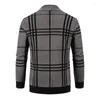 Chandails pour hommes léger luxe haut de gamme Plaid tricoté Cardigan printemps et automne mode personnalisé pull décontracté manteau