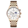 Relógios de Wristwatches Junjean Casual Men's Watch Quartz Luminous Relógio Luminoso Relógio Double de segunda mão Banda de aço inoxidável