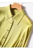 Женские блузки, атласные рубашки, однотонные винтажные шелковые рубашки с воротником-поло, женская одежда весна/лето, свободные топы с длинными рукавами YCMYUNYAN