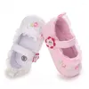 Lauflernschuhe für Babys, Mädchen, weiß, rosa, mit Blumen, bestickt, weiche Sohlen, Prewalker, zu Fuß, Kleinkind, lässig, für Kinder