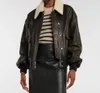 kha-ite 가죽 코트 여자 2023 가을/겨울 새로운 디자인 느낌 두꺼운 넓은 분리 가능한 모피 칼라 느슨한 게으른 재킷
