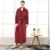 Men's Sleepwear Men Winter Extra Long Plus Size Hooded Warm Flannel Bathrobe Ankle Length Coral Fleece Bath Robes Women Dressing Gowns