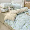 Bettwäsche-Sets im Stil, Baumwolle, weich, flach, Bettlaken, Bettbezug, Kissenbezug, Blumen, Jungen, Mädchen, Heimtextilien, Bettwäsche