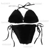 Conjuntos de sujetadores Nuevo traje de baño Felpa Sexy Moda Mujer Split Bikini sólido T2304211