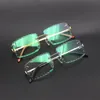 C Eyeglasses Small Square Rimless Eye Glasses Frames Vintage Eyewear Spectacles Desinger Luxury Clear Optical Rimless glasses 00920 Diamond Cut Lens New