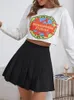 Kjolar hög midja solid veckad minikjol för kvinnor sommar våren koreansk preppy stil mode söt aline y2k skortkläder 230420