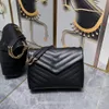 2023 Luxury Handbag Shoulder Bag Brand LOULOU Y-Shaped Designer Seam Leather Ladies Metal Chain Black Clamshell Messenger Chain Bags Box Wholesale123