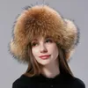 Beanieskull Caps Natural Fur Russian Aviation Hat With Ears Ushanka Women Winter Warm Fluffy Stylish Female Tail Cap Fashion Real Hats 231120