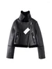 Women's Leather BabYoung Streetwear Women Thick Warm Faux Fur Short Jacket Autumn Winter Female Zipper Moto Biker Coat Outwear Tops