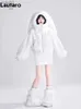 Women's Fur Faux Fur Lautaro Autumn Winter Sweet Cute Lovely Warm Soft White Short Faux Fur Coat Women with Bunny Ears Fluffy Jacket Hoodie 2023L231121