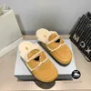 Winter Frauen Wolle Hausschuhe dicker Boden Kunstpelz pelzige flauschige Slides halber Loafer Flip Flop Boden Cloudbust trendige Sandalen einfarbig Plüsch Stickerei Gummi