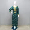 Ethnic Clothing Leaf Plant Embroidery Sequins Dress With Belt Modest Muslim Women Abaya Golden Lace Robe V Neck Long Sleeve Caftan Eid Islam