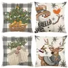 Merry Christmas Pillow Cover 45x45cm Throw Pillowcase Winter Christmas Decorations for Home Tree Deer Sofa Cushion Cover