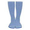 Chaussettes pour femmes, Design nautique, rayures bleues et blanches, bas modernes pour filles, moyennes, douces, escalade, hiver, antidérapantes