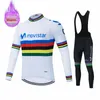 Cykeltröja sätter cykel Vinterkläder Movistar Långärmkläder Ridning Set MTB Thermal Fleece Maillot Ropa Ciclismo 230421