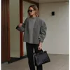 Damenjacken Mode Frauen Mantel 2023 Winter Faux Wolle Langarm Verdicken Weibliche Strickjacke Chic Single Button Premium Grau Warme Dame