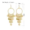 Dangle Earrings 2023 Trend Shiny BlingBling Gold Color Plating Round Disc Drop For Women Girl Medium Size Party Decoration