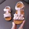 Sandals Summer Kids Toddler Baby Sandals For Little Girls White Pink Flats T-Strap Beach Sandals Princess Shoes 1 2 3 4 5 6 7 Years Old 230421