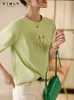 Koszulka damska Vimly Fruit Green T-shirt dla kobiet koreańskie z krótkim rękawem literackie literackie literackie proste odzież żeńska v3331 230421