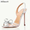 Nieuwe Sandals Rhinestone Butterfly Knot Woman Summer Back Riem Slingback Ladies Stiletto High Heel Dance Shoes Sexy Women Pumps 230406