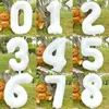 Party Decoration 16Inch Large Number Balloon White Aluminum Foil 0-9 Digital Balloons Kids Happy Birthday Baby Shower Wedding