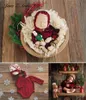 Caps Chapéus Borgonha Ano de Natal Princesa Bodysuit Lace Hat Set Baby Po Costume Born Pogal Props 231120