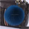 Araba Anahtar Moda 15cm Büyük Boyut Gerçek Kürk Top Anahtarlık Pomponlar Pompons Pom Pom Poms Charm Bag Kolye Damla Teslimat Mobiles Mot Dhi2z