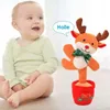 Poupées en peluche chantant des jouets de Noël illuminent la poupée de musique électrique drôle interactif jouet en peluche décor arbre de Noël Elk bonhomme en pain d'épice 231121