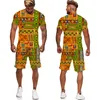 Tracksuits voor heren zomer 3D African Print T-shirt/shorts/pakken mode etnische stijl paar outfits hiphop streetwear mannen/vrouwen tracksuit set 230421