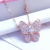 Pendant Necklaces 585 Pure Russian Purple Gold Necklace Fashion Classic Women's 14K Rose Plated Shiny Full Zircon Butterfly Chain Jewelry