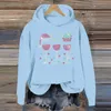 Women's Hoodies Long Sleeved Zipperless Front Red Wine Glass Printed Hoodie