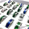 Anelli a fascia all'ingrosso 30 pezzi 8 mm rosa verde blu conchiglia gioielli in acciaio inossidabile 316L Acier anello da dito misura comoda goccia Deli Dhgarden Dhvyd