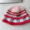 Berets Women's Winter Warm Beanie Colorful Crochet Loose Fashion Hat Soft Plush Hand Knitted Bucket