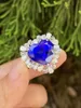 Cluster Rings HJY2023 Tanzanite Ring Pure 18K Gold Natural Gemstones 9.3ct Diamonds Female Anniversary Gift Fine