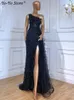 Casual Dresses Luxury Feather Sequin Women Party Long Dress Sleeveless Off Shoulder Shine Female Evening Split Lady Elegant Vestidos