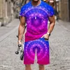 Tracksuits masculinos engraçado t-shirt conjunto datura padrão luminoso 3d impresso moda casual 2023 rua luxo praia verão outfit tops