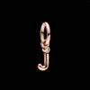 Pierres précieuses en vrac 925 en argent sterling 26 lettres pendentif alphabet une perle de charme ajustement des bracelets originaux lettre en or rose pour les femmes bijoux