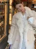 Women s Fur Faux Lautaro Autumn Winter Loose Luxury Reversible Thick Warm Soft Fluffy Sheepskin Coat Women Designer Clothing 2023 231120