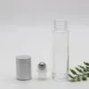 Glass Clear Essential Oils Roller flaskor påfyllningsbar 10 ml rull på parfym eteriska oljeflaskor med rostfritt stålrulle och silver xewk