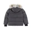 High Quality Mens Down Jacket Goose Coat Real Big Wolf Fur Canadian Wyndham Overcoat Clothing Casual Fashion Style Winter Outerwear Outdoor Parka