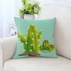 Pillow Case Polyester Cactus Palm Leaf Pillowcase Green Leaves Linen Cases Chair Cover Home Decorative Decor
