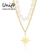 Ketten Unift North Star Halskette für Frauen Luxus Perle Perlen Edelstahl Halskette Choker Zubehör Modeschmuck vergoldet