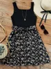 Casual Dresses Women's Summer Floral Sundress Sleeveless Vintage Patchwork Mini Tank Boho Beach Tshirt 230421